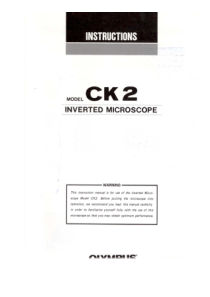 Olympus CK-2 Inverted Microscope Instruction Manual