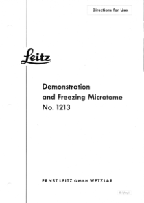 Leitz Freezing Microtome 1213 - User manual