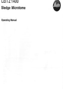 Leitz Sledge Microtome 1400 - User manual