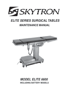 Skytron Elite 6600 Operating Table - Maintenance manual