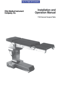 Ohio 7100 Operating Table - Installation and user manual