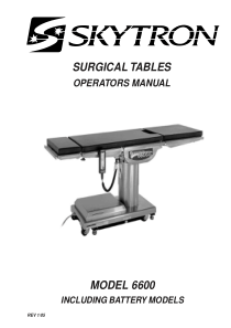 Skytron 6600 Operating Table - User manual