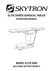 Skytron Elite 6500 Operating Table - User manual