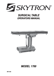 Skytron 1700 Operating Table - User manual