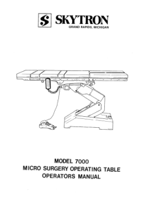 Skytron 7000 Operating Table - User manual