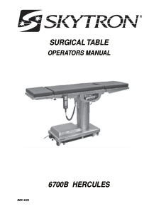 Skytron 6700 Hercules Operating Table - User manual