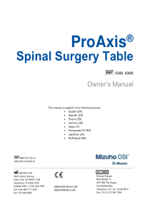 Mizuho Osi ProAxis 6988 Operating Table - User manual