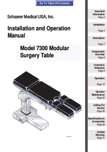Ohio 7300 Operating Table - Installation and user manual