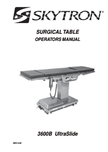 Skytron 3600 Ultra Slide Operating Table - User manual