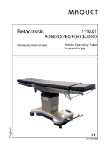 Maquet Operating Table Betaclassic - User manual