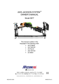 Mizuho Osi Axis Jackson 6977 Operating Table - User manual