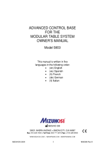 Mizuho Osi 5803 Operating Table - User manual (2009)