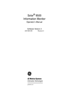 GE Solar 9500 Information Monitor - User manual