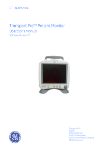 GE Transport Pro Patient Monitor - User manual