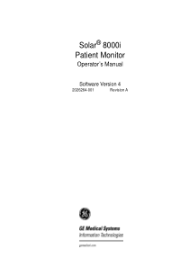 GE Solar 8000i ECG - User manual