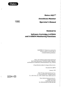 Datex AS-3 Anesthesia Monitor - User manual
