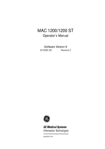GE MAC 1200 ECG Analysis System - User manual