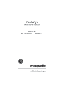 GE CardioSys - User manual