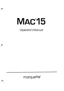 Marquette MAC 15 ECG - User manual