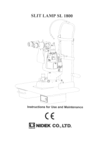 Nidek SL-1800 Slit Lamp - Maintenance manual