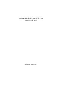 Nidek SL-1600 Slit Lamp - Service manual