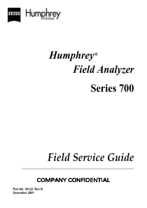 Humphrey Field Analyzer Series 700 - Field service guide