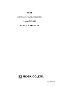 Nidek YC-1600 Ophthalmic Laser - Service manual