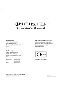 Alcon Infiniti - Operator's manual