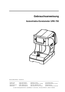 Bon URK-700 Autorefraktometer - Bedienungsanleitung