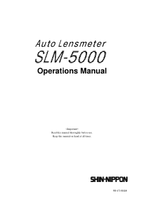 Shin-Nippon SLM-5000 Auto Lensmeter - Operation manual