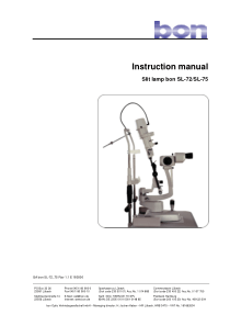 Bon Slitlamp SL-72,SL-75 - User und service manual