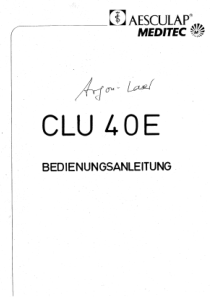 Meditec CLU 40E Eye Laser - User manual (de)