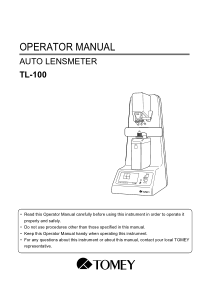 Tomey TL-100 Auto Lensmeter - User manual