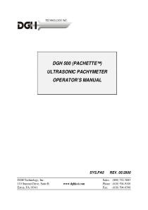 DGH 500 Ultrasonic Pachymeter - User manual