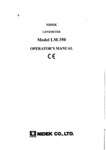 Nidek LM-350 Lensmeter - User manual
