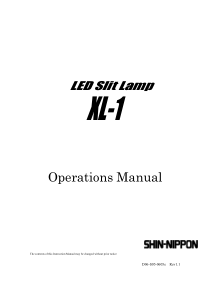 Shin-Nippon XL-1 Led Slit Lamp - Operation manual