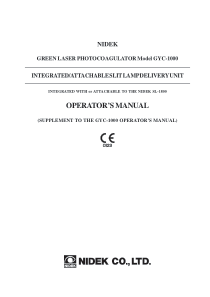 Nidek GYC-1000 Photocoagulator - User manual