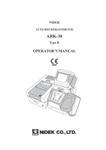 Nidek ARK-30 Autokeratometer - User manual