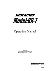 Shin-Nippon BR-7 Refractor - Operation manual