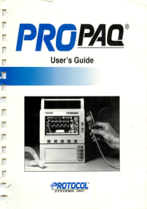 Protocol Propaq 100 Monitor - User manual