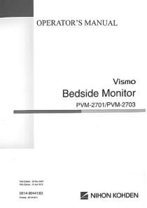 Nihon Kohden Vismo PVM-2701, 2703 Patient Monitor - User manual