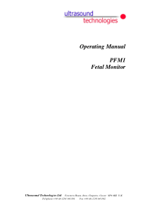 Ultrasound Technologies PFM1 Fetal Monitor - User manual