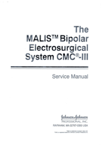 Johnson & Johnson Malis CMC III Electrosurgical - Service manual