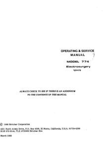Birtcher 774 ESU - User and service manual