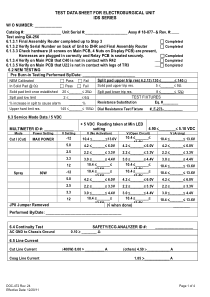 Bowie IDS ESU - Test data sheet