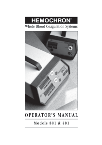 Hemochron 801,401 - User manual