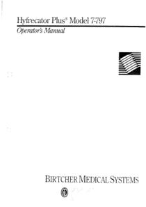 Birtcher Hyfrecator 7-797 - User manual