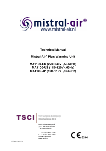 TSCI Mistral-Air Plus MA-1100 - Service manual