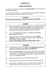 Cincinnati Blanketrol 2 Patient Warmer - User manual