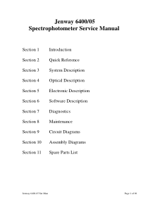 Jenway 6400, 6405 Spectrophotometer - Service manual